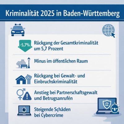 Kriminalität in Baden-Württemberg 2025 weiter rückläufig
